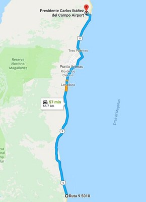 Location map of Holidayrent in Punta Arenas